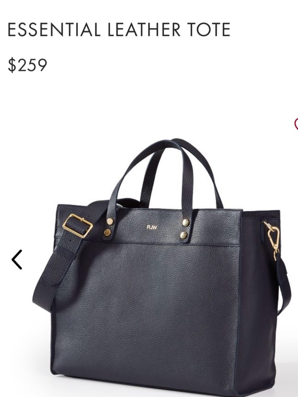 MARK & GRAHAM | Essential Leather Tote in Black with Gold Hardware - Picture 9 of 9